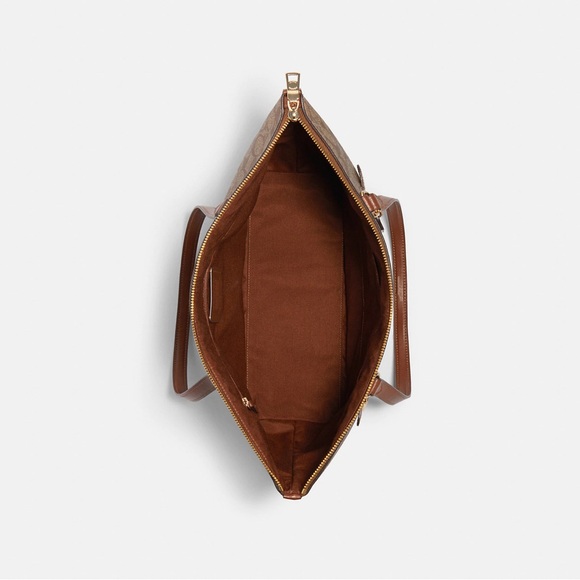 NWT Coach Gallery Tote Bag In Signature Canvas Khaki Saddle 79609 RARE SOLD OUT - Picture 2 of 3